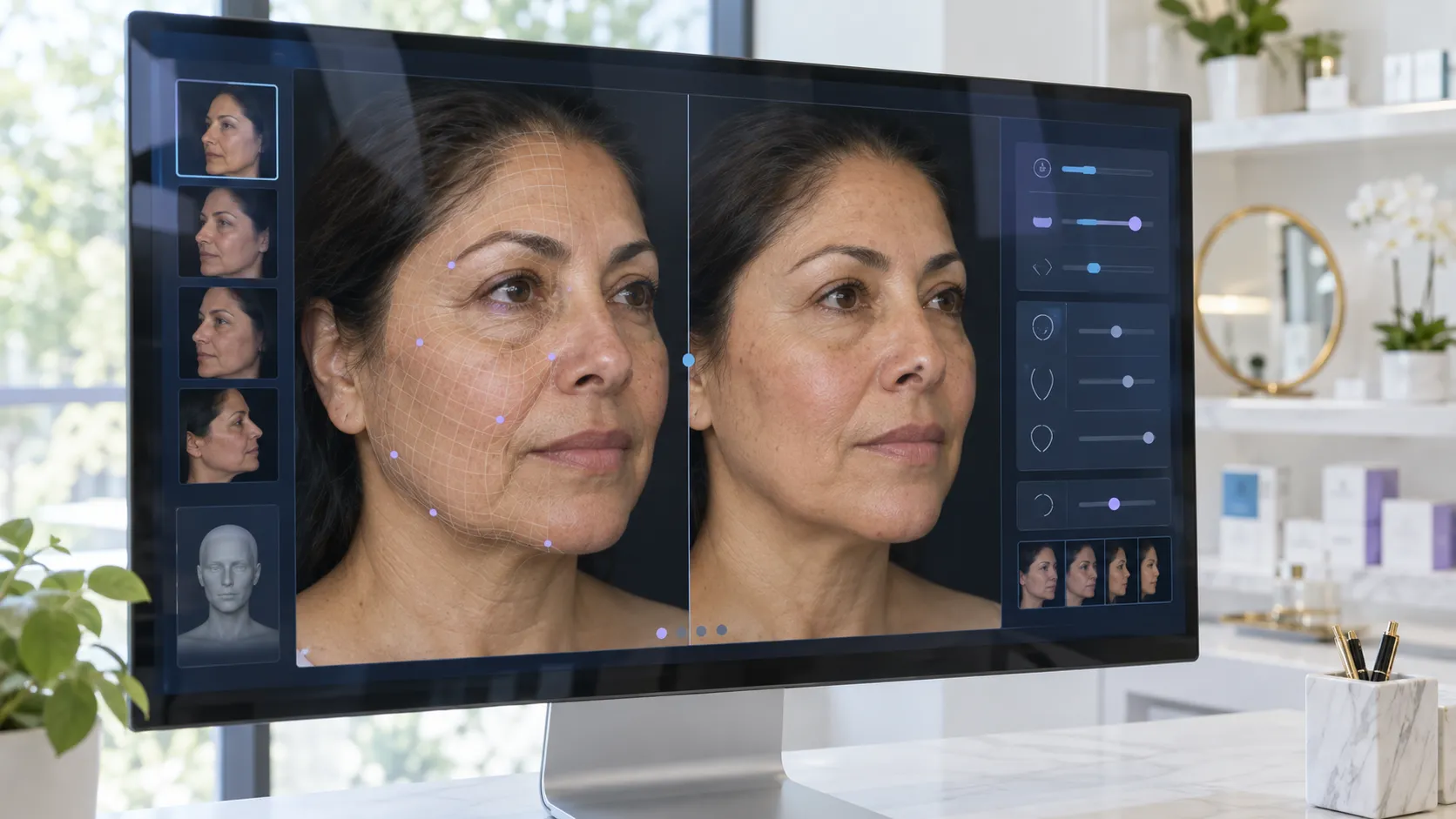 Doctor simulacion 3D facial de una paciente